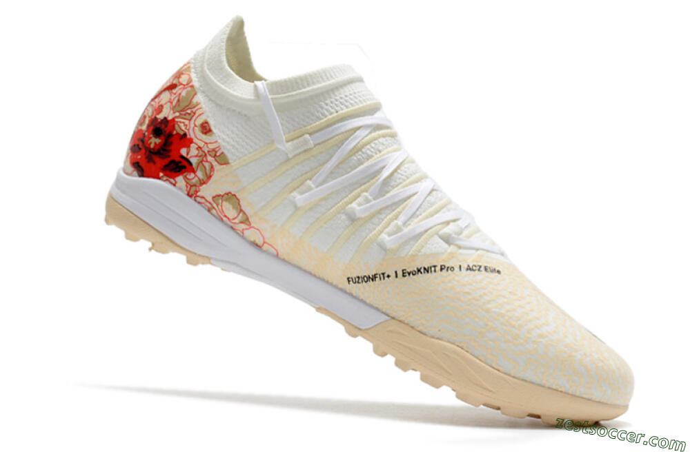 Puma Future Z 1.3 Instinct TF Low-Tops Soccer Shoes - White/Gold/Red 7