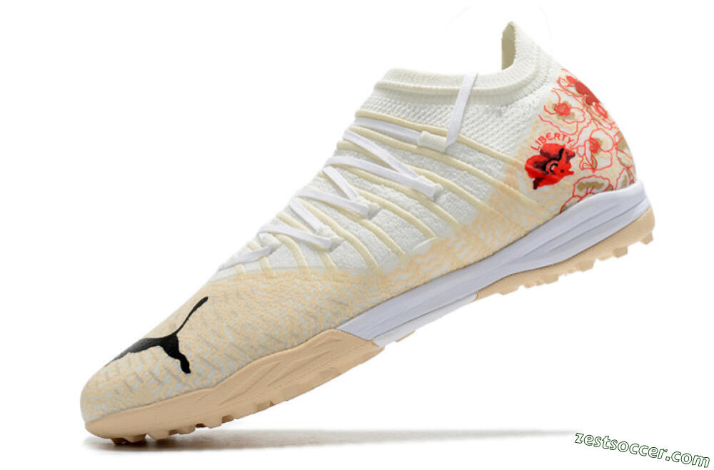 Puma Future Z 1.3 Instinct TF Low-Tops Soccer Shoes - White/Gold/Red 8