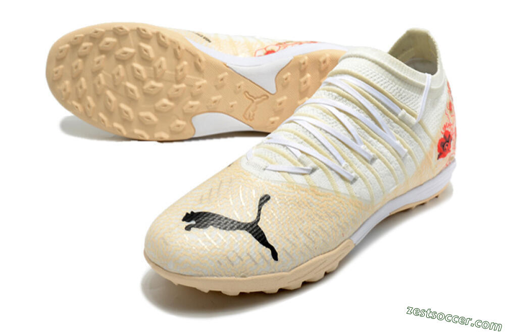Puma Future Z 1.3 Instinct TF Low-Tops Soccer Shoes - White/Gold/Red 3