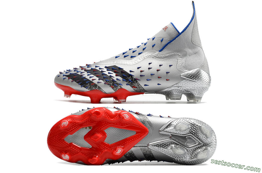 Adidas Predator Freak+ FG High-Tops Soccer Cleats - Silver/Black/Blue/Red 1