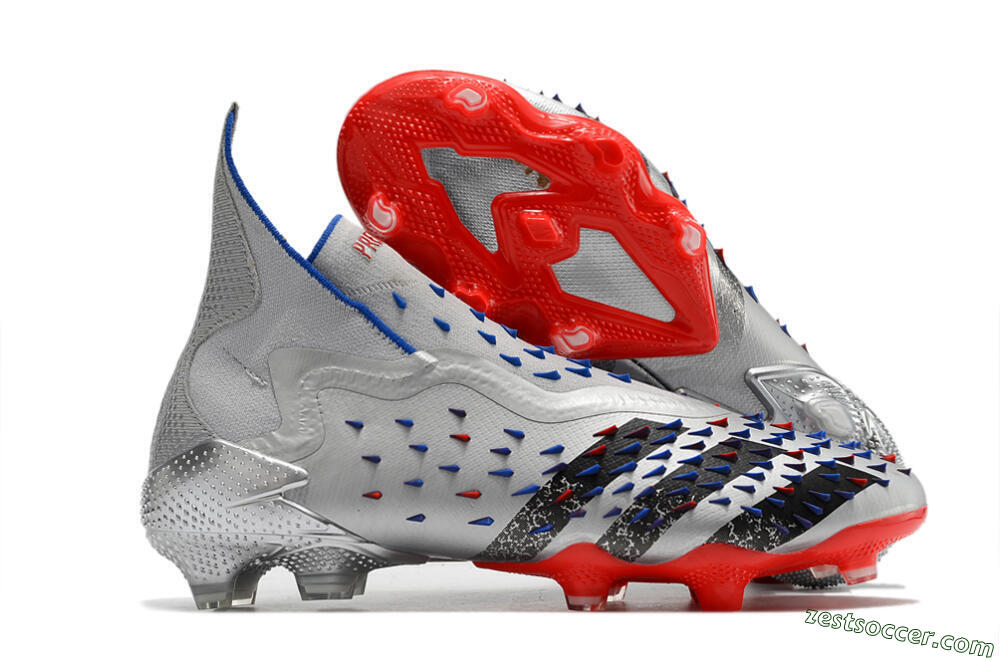 Adidas Predator Freak+ FG High-Tops Soccer Cleats - Silver/Black/Blue/Red 0