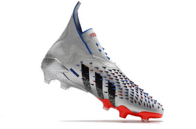 Adidas Predator Freak+ FG High-Tops Soccer Cleats - Silver/Black/Blue/Red