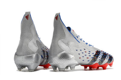 Adidas Predator Freak+ FG High-Tops Soccer Cleats - Silver/Black/Blue/Red