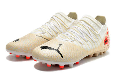 Puma Future Z 1.3 Instinct MG Low-Tops Soccer Cleats - White/Gold/RED