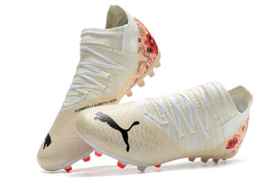 Puma Future Z 1.3 Instinct MG Low-Tops Soccer Cleats - White/Gold/RED