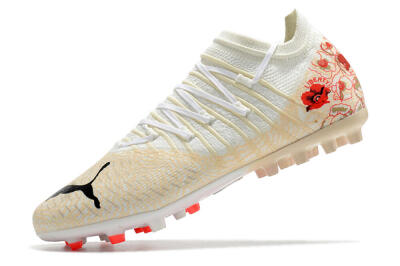 Puma Future Z 1.3 Instinct MG Low-Tops Soccer Cleats - White/Gold/RED
