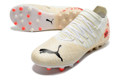 Puma Future Z 1.3 Instinct MG Low-Tops Soccer Cleats - White/Gold/RED