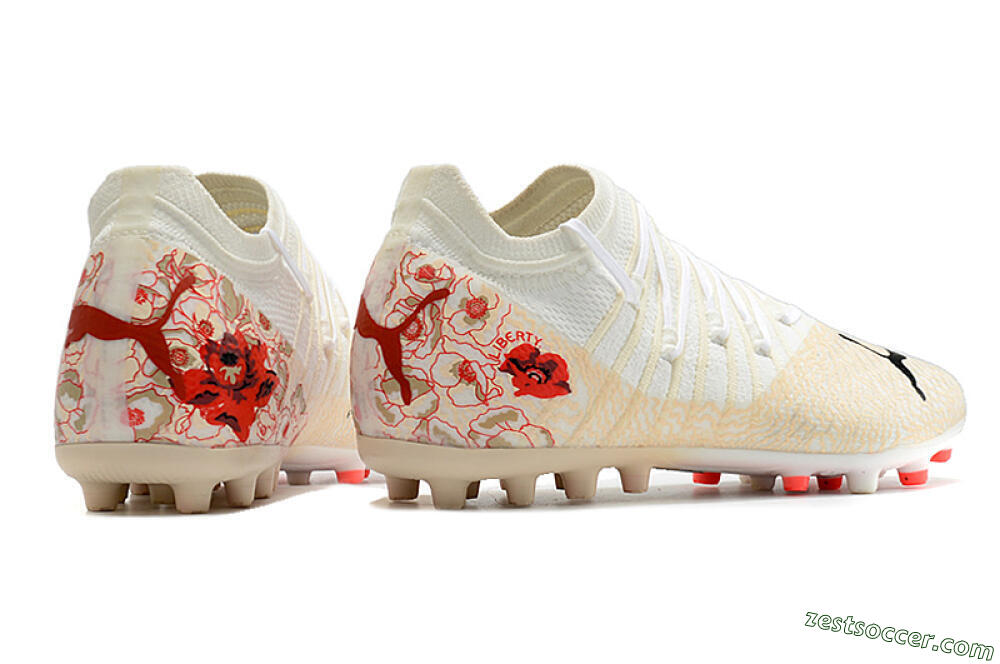 Puma Future Z 1.3 Instinct MG Low-Tops Soccer Cleats - White/Gold/RED 9