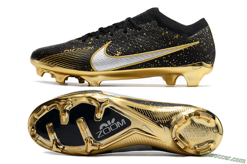 Nike Air Zoom Mercurial Vapor 15 Elite FG Low-Tops Soccer Cleats - Black/Gold 1
