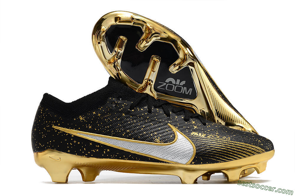 Nike Air Zoom Mercurial Vapor 15 Elite FG Low-Tops Soccer Cleats - Black/Gold 0