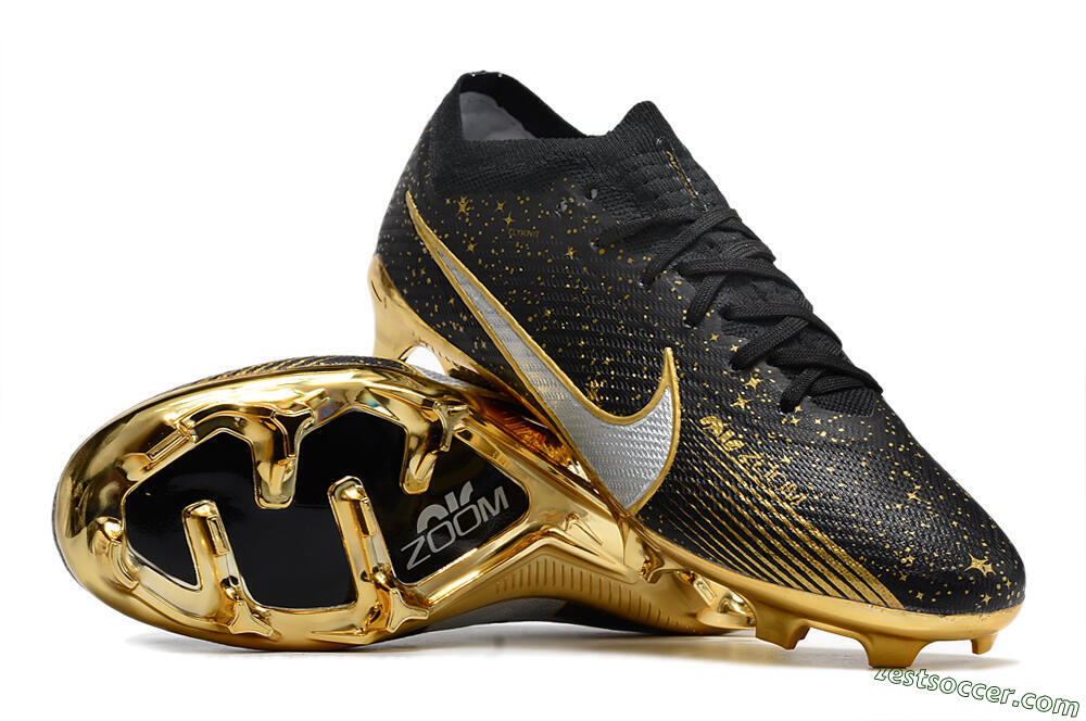 Nike Air Zoom Mercurial Vapor 15 Elite FG Low-Tops Soccer Cleats - Black/Gold 3