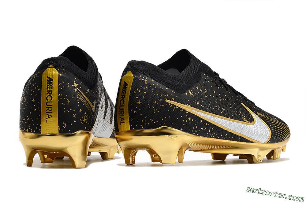Nike Air Zoom Mercurial Vapor 15 Elite FG Low-Tops Soccer Cleats - Black/Gold 6
