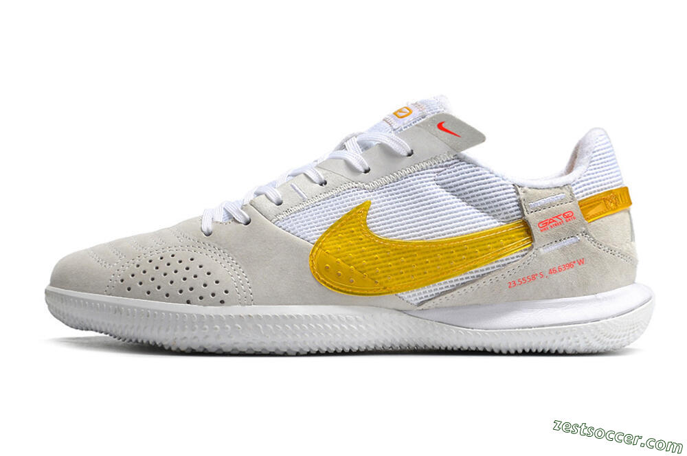 Nike Streetgato IC Low-Tops Soccer Shoes - Grey/White/Yellow 2