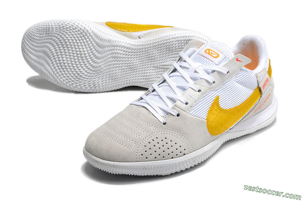 Nike Streetgato IC Low-Tops Soccer Shoes - Grey/White/Yellow 3