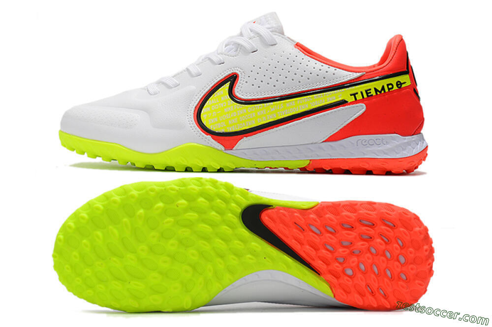 Nike React Tiempo Legend 9 Pro TF Low-Tops Soccer Shoes - White/Red/Yellow 1