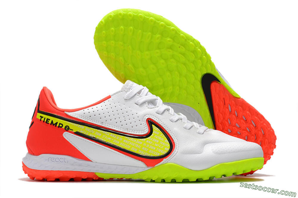 Nike React Tiempo Legend 9 Pro TF Low-Tops Soccer Shoes - White/Red/Yellow 0
