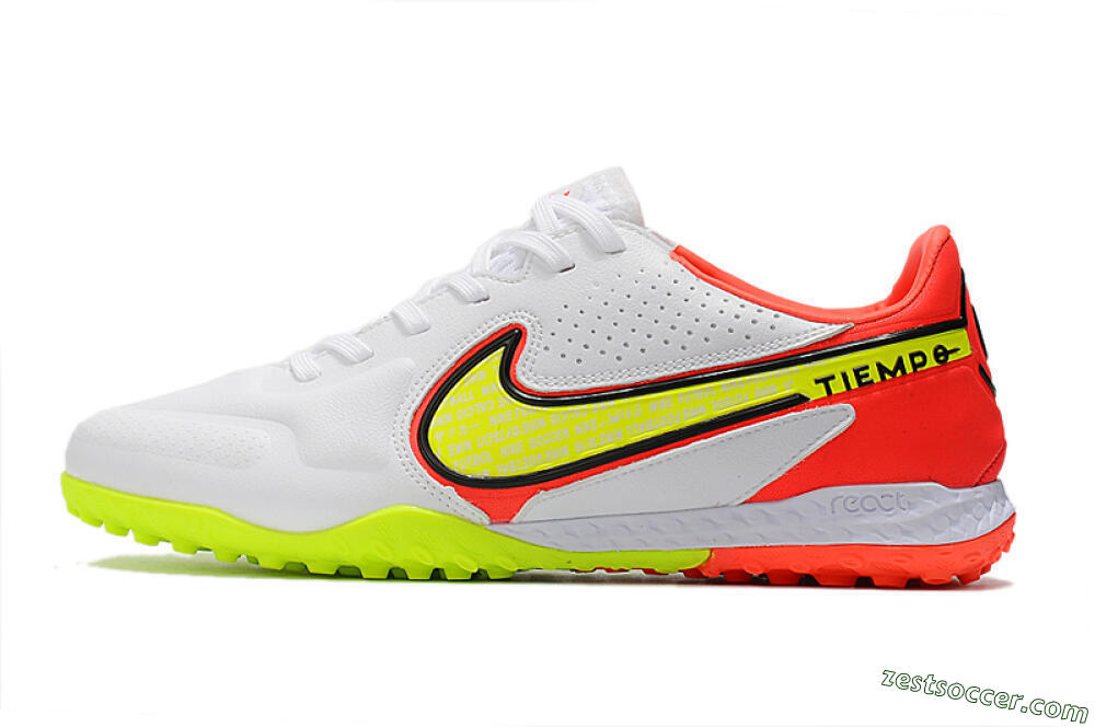 Nike React Tiempo Legend 9 Pro TF Low-Tops Soccer Shoes - White/Red/Yellow 2