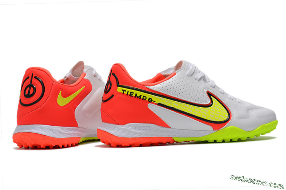 Nike React Tiempo Legend 9 Pro TF Low-Tops Soccer Shoes - White/Red/Yellow 6