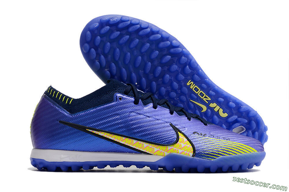 Nike Air Zoom Mercurial Vapor 15 Elite TF Low-Tops Soccer Shoes - Blue/Green/Yellow 0