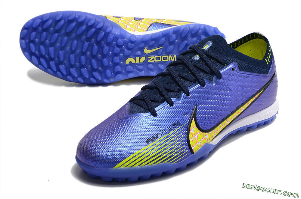 Nike Air Zoom Mercurial Vapor 15 Elite TF Low-Tops Soccer Shoes - Blue/Green/Yellow 3