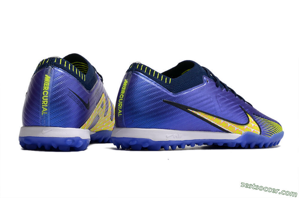 Nike Air Zoom Mercurial Vapor 15 Elite TF Low-Tops Soccer Shoes - Blue/Green/Yellow 6