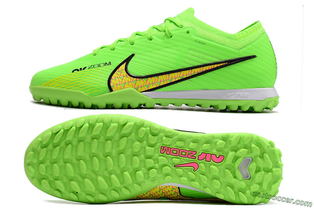 Nike Air Zoom Mercurial Vapor 15 Elite TF Low-Tops Soccer Shoes - Green/Yellow/Pink 1