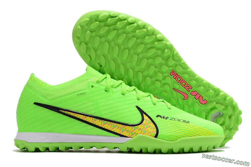 Nike Air Zoom Mercurial Vapor 15 Elite TF Low-Tops Soccer Shoes - Green/Yellow/Pink 0