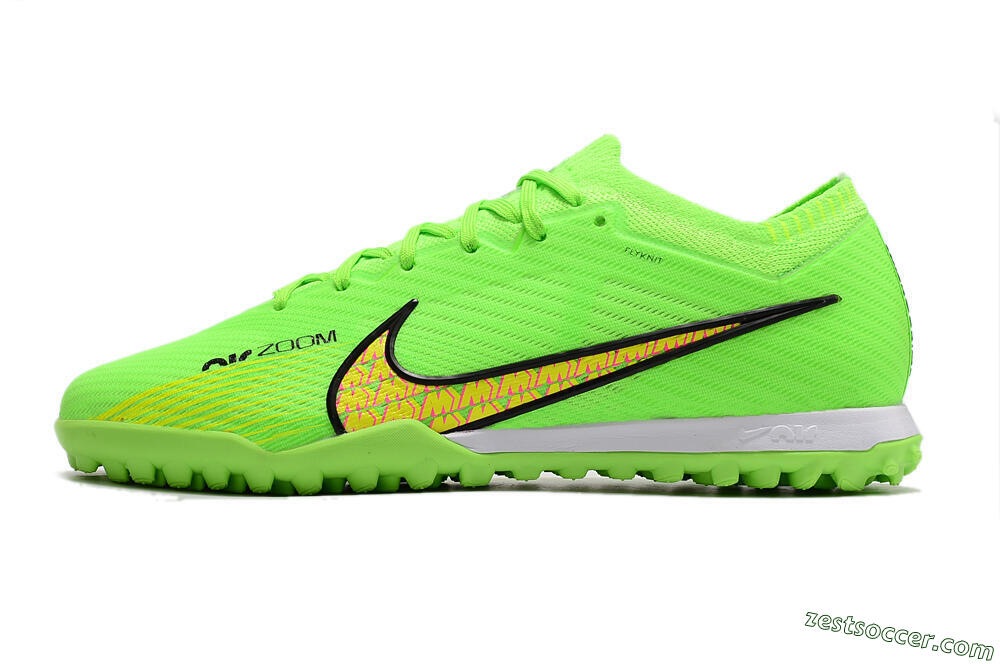 Nike Air Zoom Mercurial Vapor 15 Elite TF Low-Tops Soccer Shoes - Green/Yellow/Pink 2