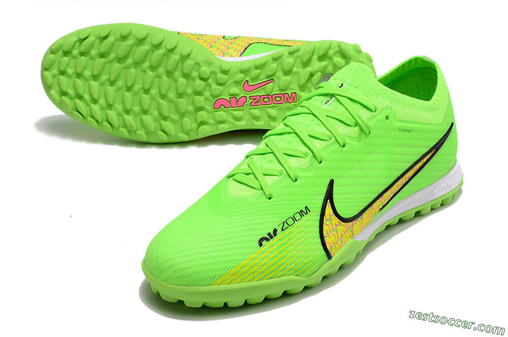 Nike Air Zoom Mercurial Vapor 15 Elite TF Low-Tops Soccer Shoes - Green/Yellow/Pink 3
