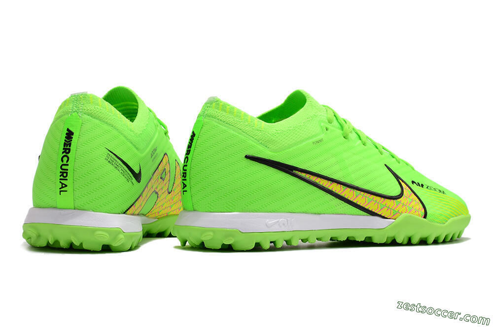 Nike Air Zoom Mercurial Vapor 15 Elite TF Low-Tops Soccer Shoes - Green/Yellow/Pink 6