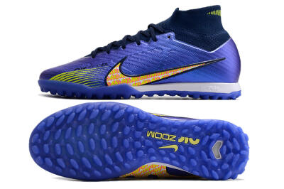 Nike Air Zoom Mercurial Superfly 9 Elite TF High-Tops Soccer Shoes - Blue/Green/Yellow
