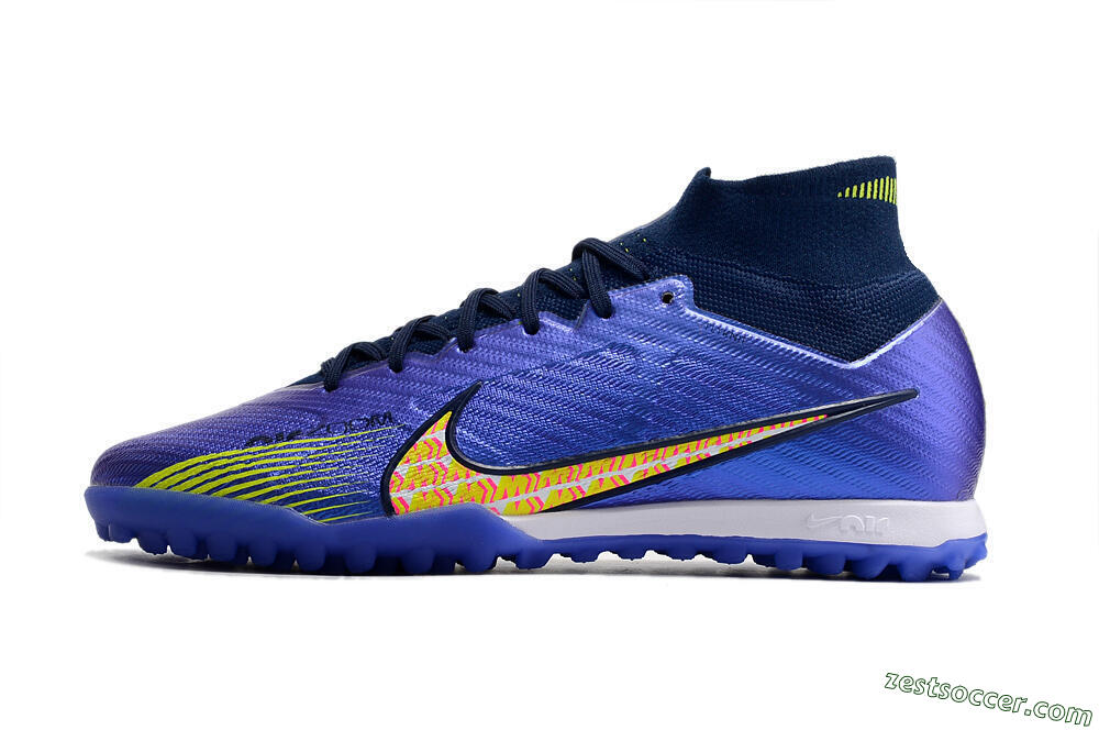 Nike Air Zoom Mercurial Superfly 9 Elite TF High-Tops Soccer Shoes - Blue/Green/Yellow 2