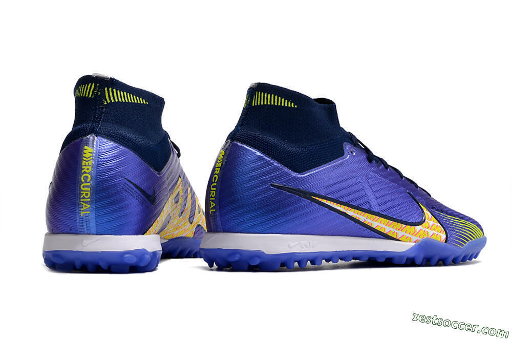 Nike Air Zoom Mercurial Superfly 9 Elite TF High-Tops Soccer Shoes - Blue/Green/Yellow 6
