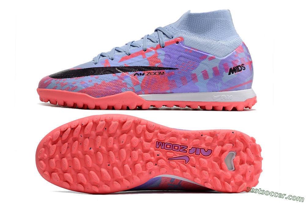 Nike Air Zoom Mercurial Superfly 9 Elite TF High-Tops Soccer Shoes - Blue/Purple/Red 1