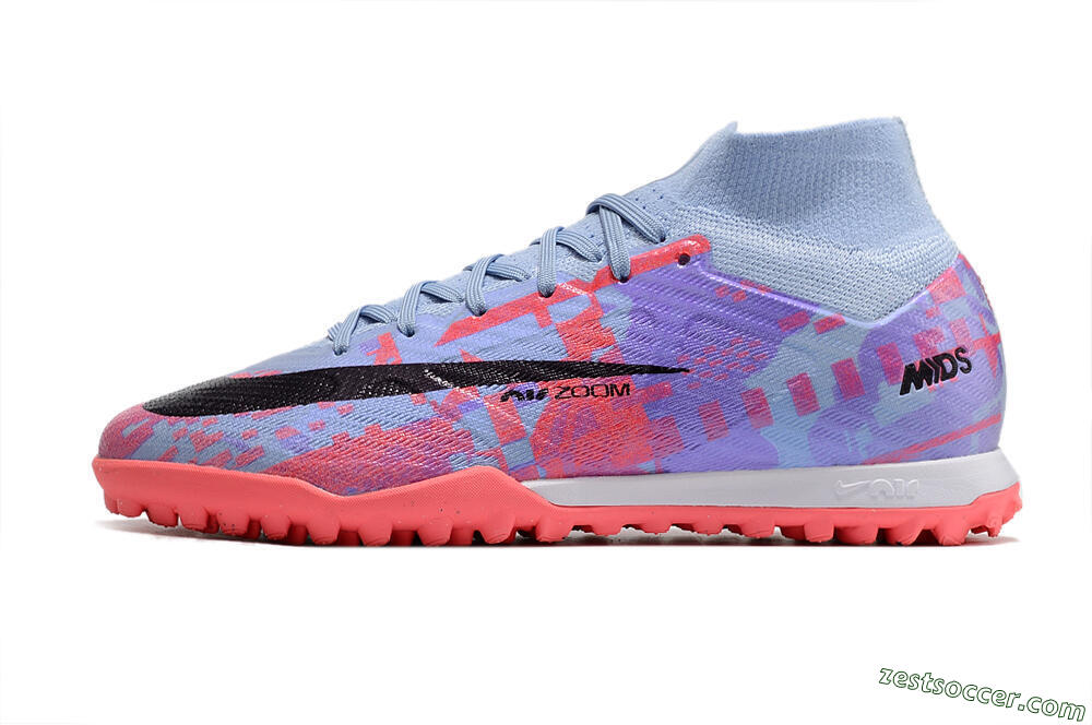 Nike Air Zoom Mercurial Superfly 9 Elite TF High-Tops Soccer Shoes - Blue/Purple/Red 2