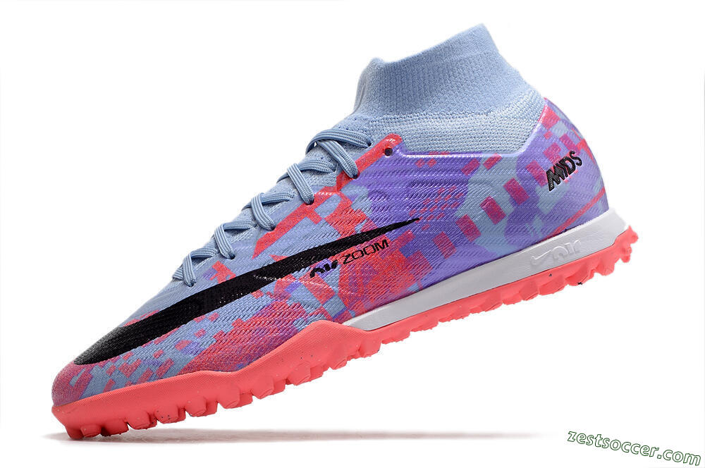 Nike Air Zoom Mercurial Superfly 9 Elite TF High-Tops Soccer Shoes - Blue/Purple/Red 5