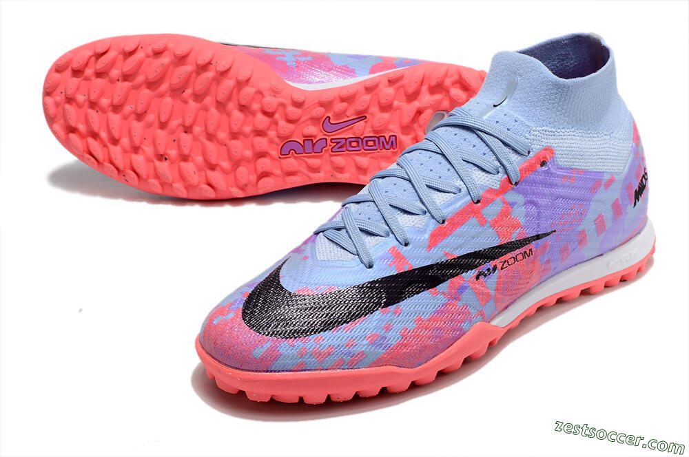 Nike Air Zoom Mercurial Superfly 9 Elite TF High-Tops Soccer Shoes - Blue/Purple/Red 3