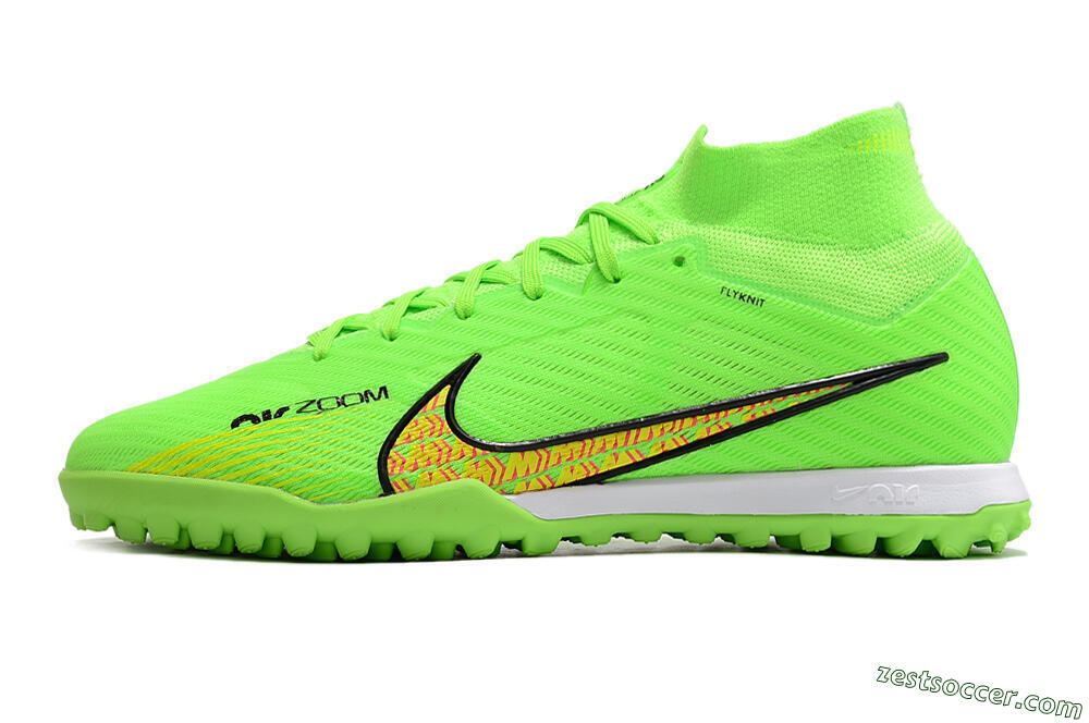 Nike Air Zoom Mercurial Superfly 9 Elite TF High-Tops Soccer Shoes - Green/Yellow/Pink 2