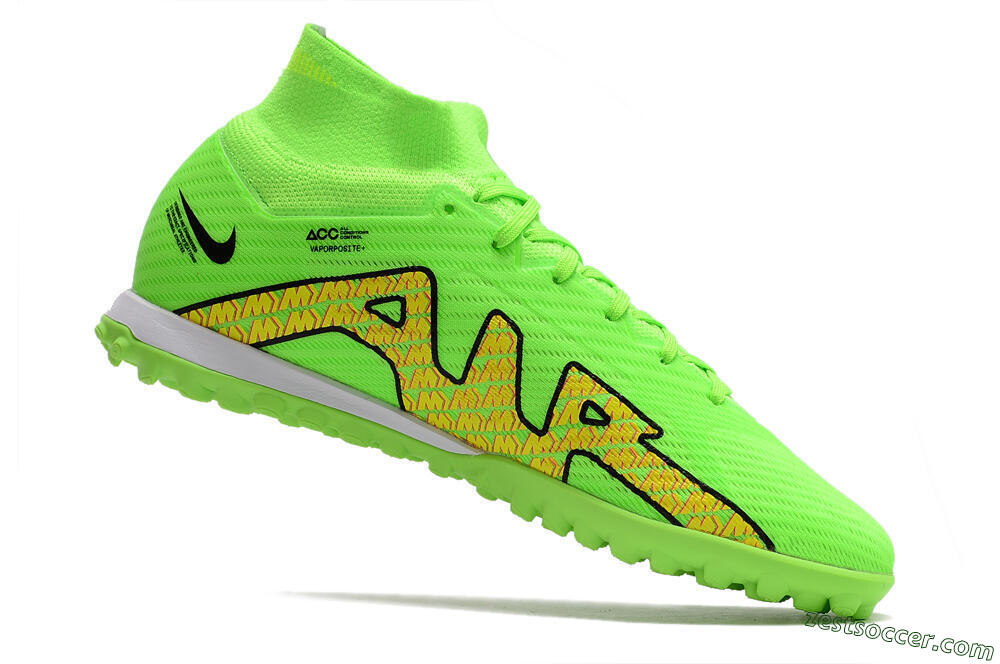 Nike Air Zoom Mercurial Superfly 9 Elite TF High-Tops Soccer Shoes - Green/Yellow/Pink 4
