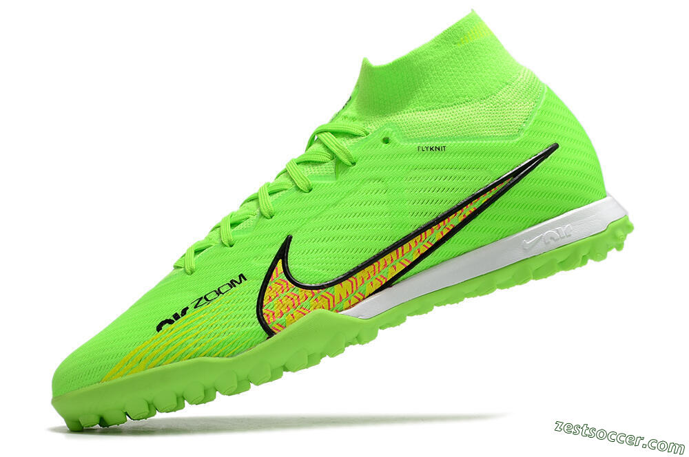 Nike Air Zoom Mercurial Superfly 9 Elite TF High-Tops Soccer Shoes - Green/Yellow/Pink 5