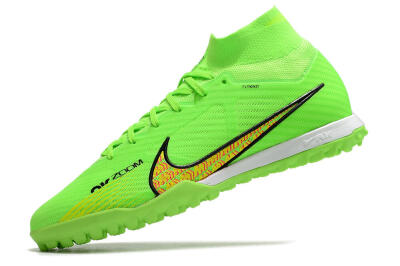 Nike Air Zoom Mercurial Superfly 9 Elite TF High-Tops Soccer Shoes - Green/Yellow/Pink