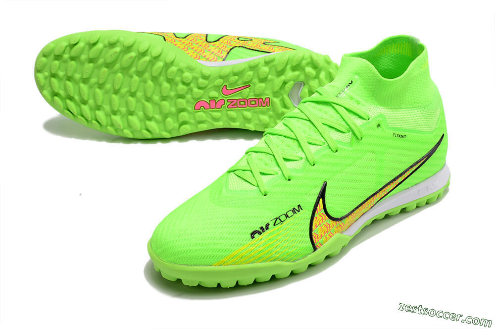 Nike Air Zoom Mercurial Superfly 9 Elite TF High-Tops Soccer Shoes - Green/Yellow/Pink 3