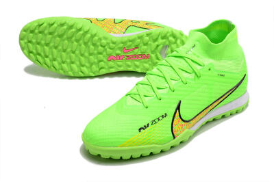 Nike Air Zoom Mercurial Superfly 9 Elite TF High-Tops Soccer Shoes - Green/Yellow/Pink
