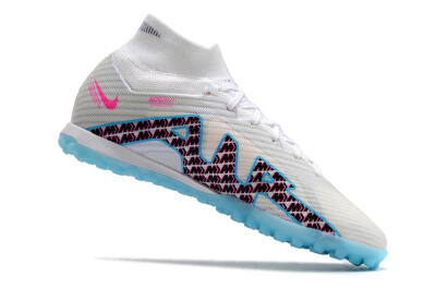 Nike Air Zoom Mercurial Superfly 9 Elite TF High-Tops Soccer Shoes - White/Blue/Pink