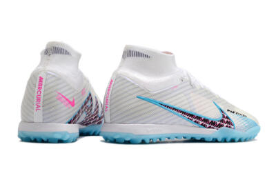 Nike Air Zoom Mercurial Superfly 9 Elite TF High-Tops Soccer Shoes - White/Blue/Pink
