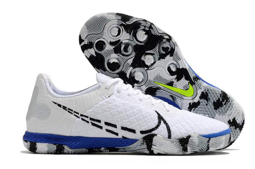 Nike Reactgato IC Low-Tops Soccer Shoes - White/Black/Blue 0