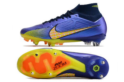 Nike Air Zoom Mercurial Superfly 9 Elite SG High-Tops Soccer Cleats - Blue/Yellow/Pink
