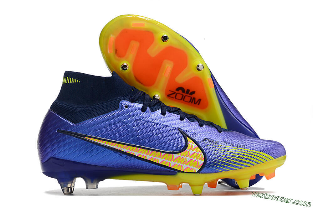 Nike Air Zoom Mercurial Superfly 9 Elite SG High-Tops Soccer Cleats - Blue/Yellow/Pink 0