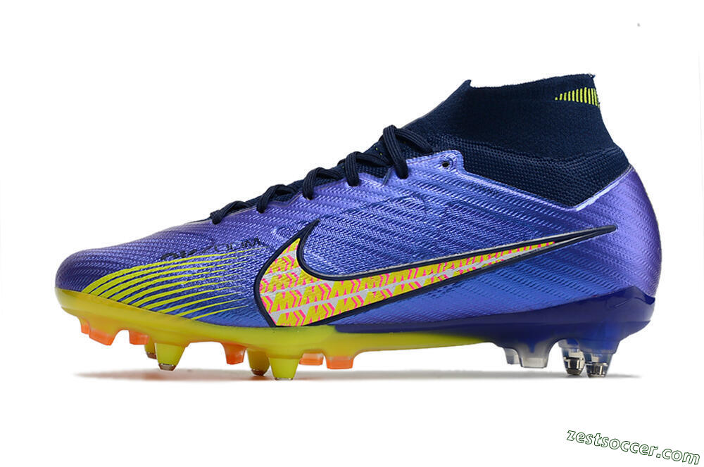 Nike Air Zoom Mercurial Superfly 9 Elite SG High-Tops Soccer Cleats - Blue/Yellow/Pink 2