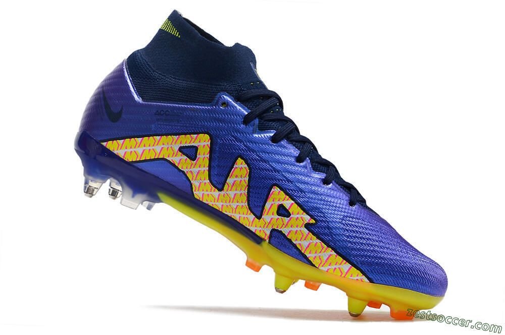 Nike Air Zoom Mercurial Superfly 9 Elite SG High-Tops Soccer Cleats - Blue/Yellow/Pink 4